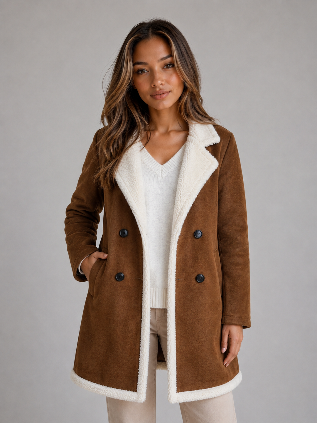 Luna | Timeless Longline Faux Fur Trim Coat