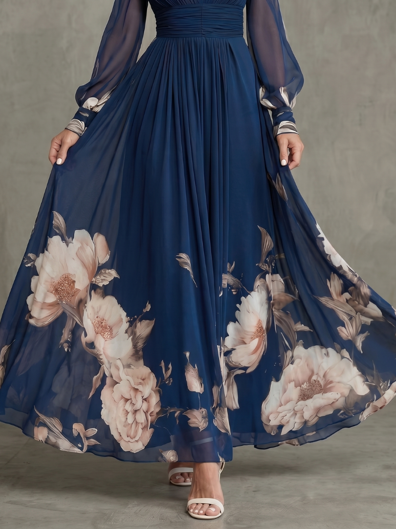 Lyla | Chic V-Neck Floral Pleated Party Dress for Women