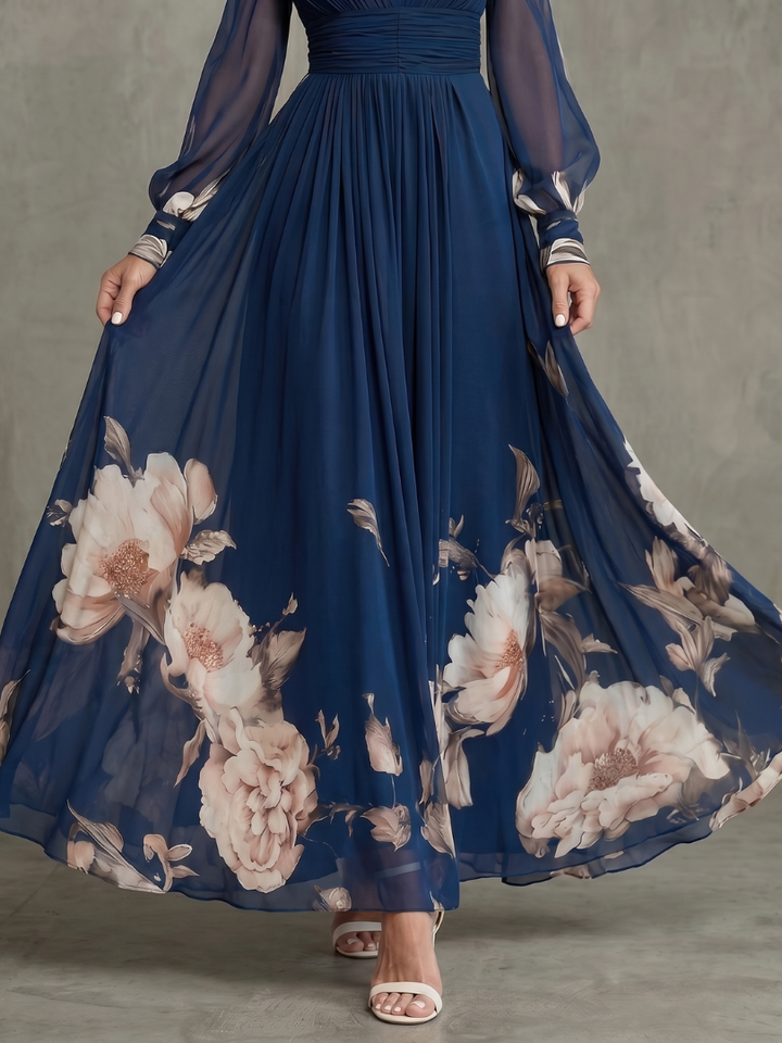 Lyla | Chic V-Neck Floral Pleated Party Dress for Women