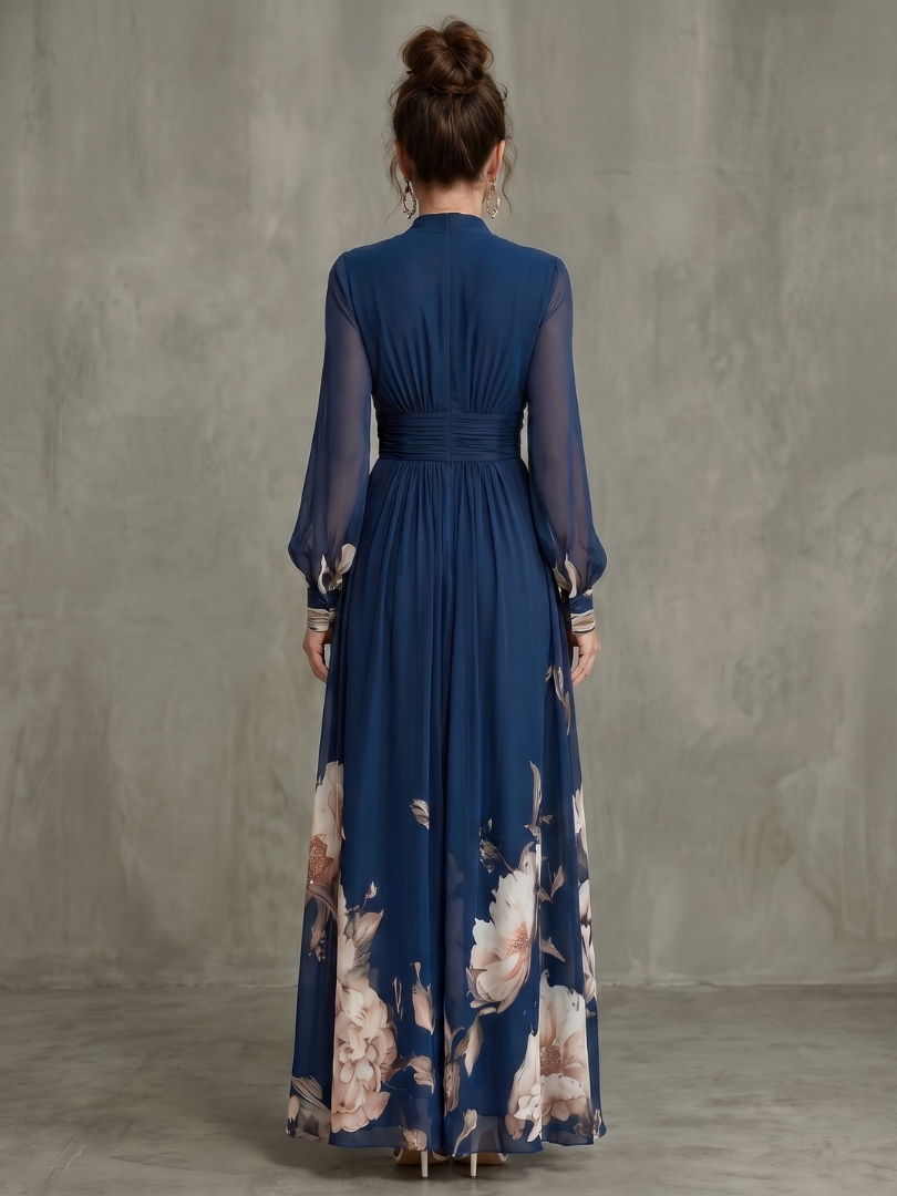 Lyla | Chic V-Neck Floral Pleated Party Dress for Women