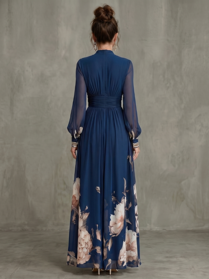 Lyla | Chic V-Neck Floral Pleated Party Dress for Women