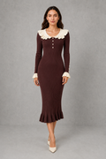 Lyla | Classic Ribbed Ruffle Collar Jumper Dress