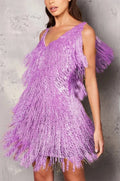 Lyla | Cosy Fringe Feather Dress for Cocktail Parties