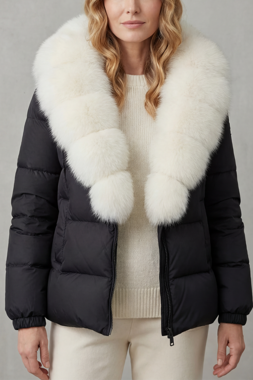 Lyra | Graceful Fur Collar Puffer Fur Jacket