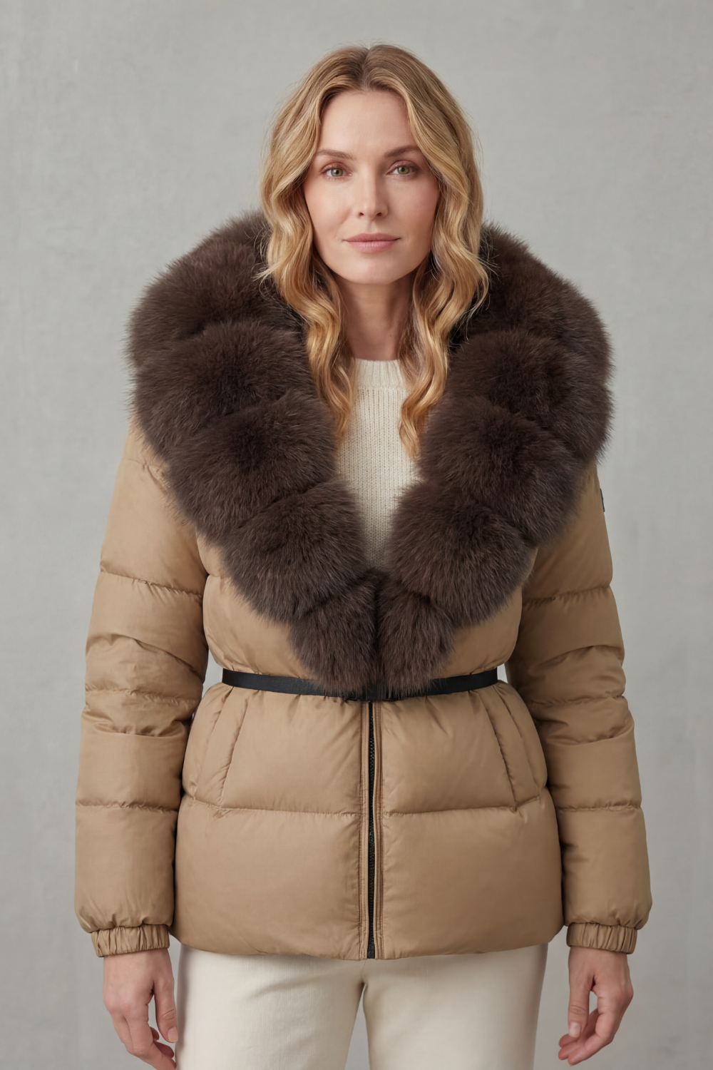 Lyra | Graceful Fur Collar Puffer Fur Jacket
