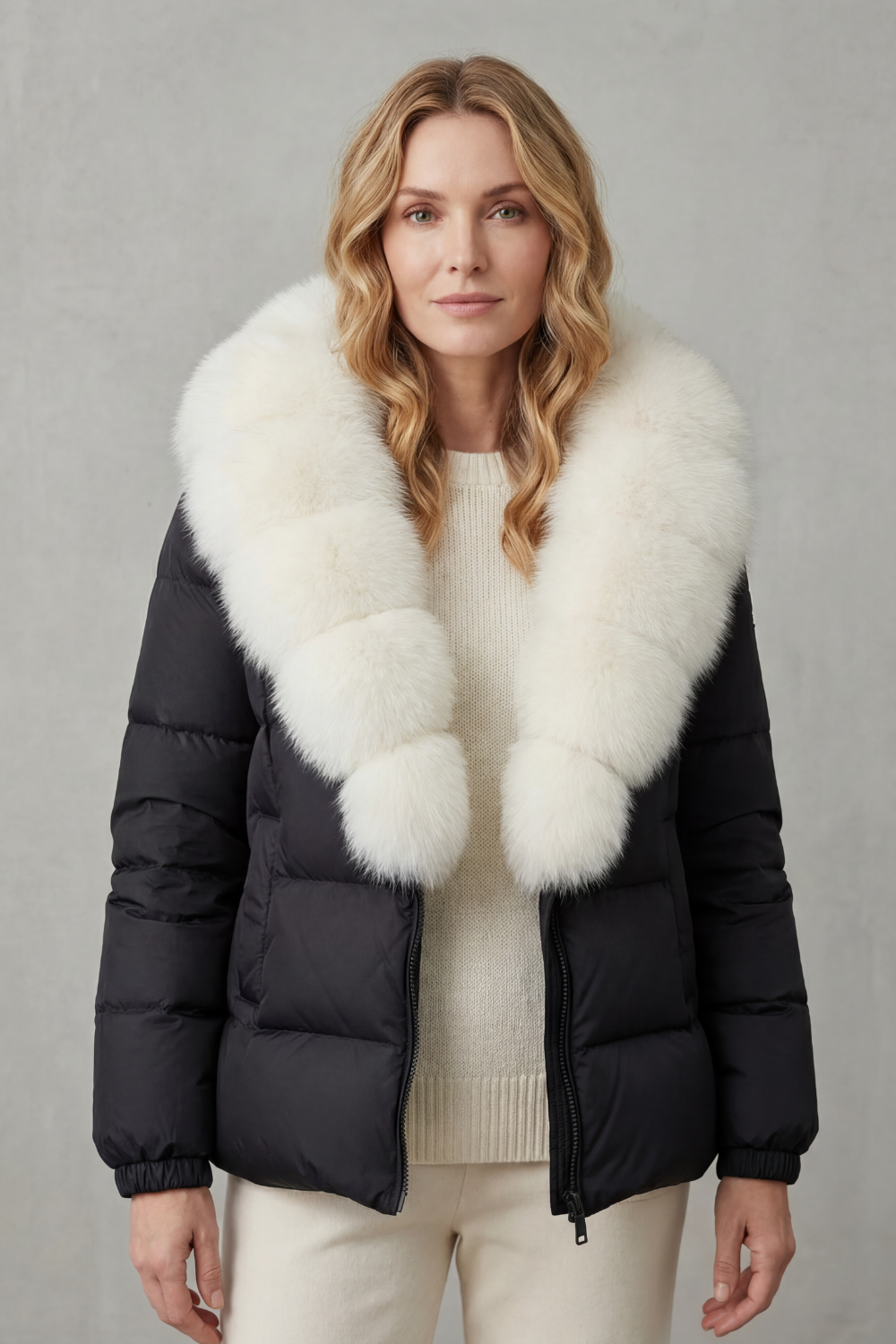 Lyra | Graceful Fur Collar Puffer Fur Jacket