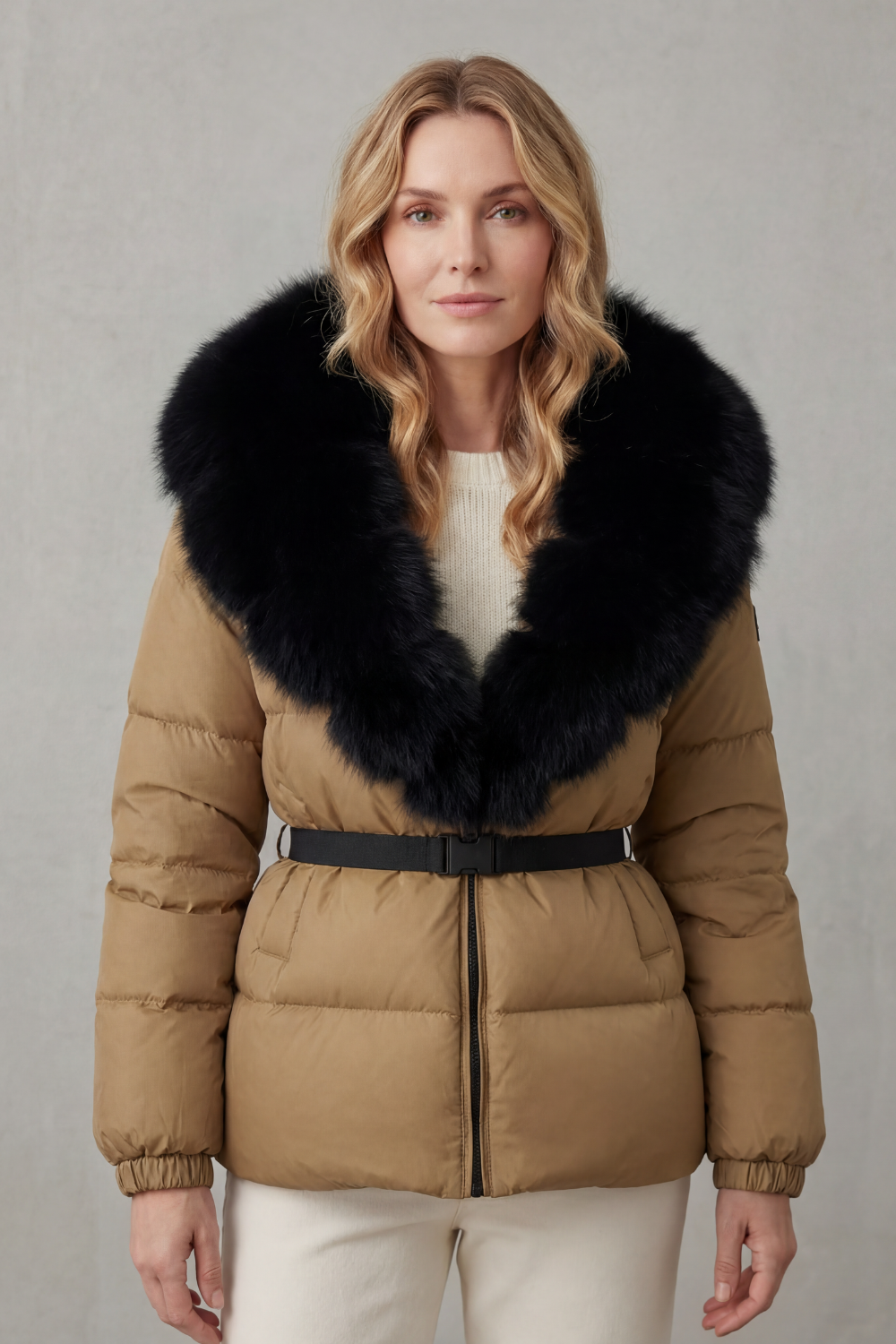 Lyra | Graceful Fur Collar Puffer Fur Jacket