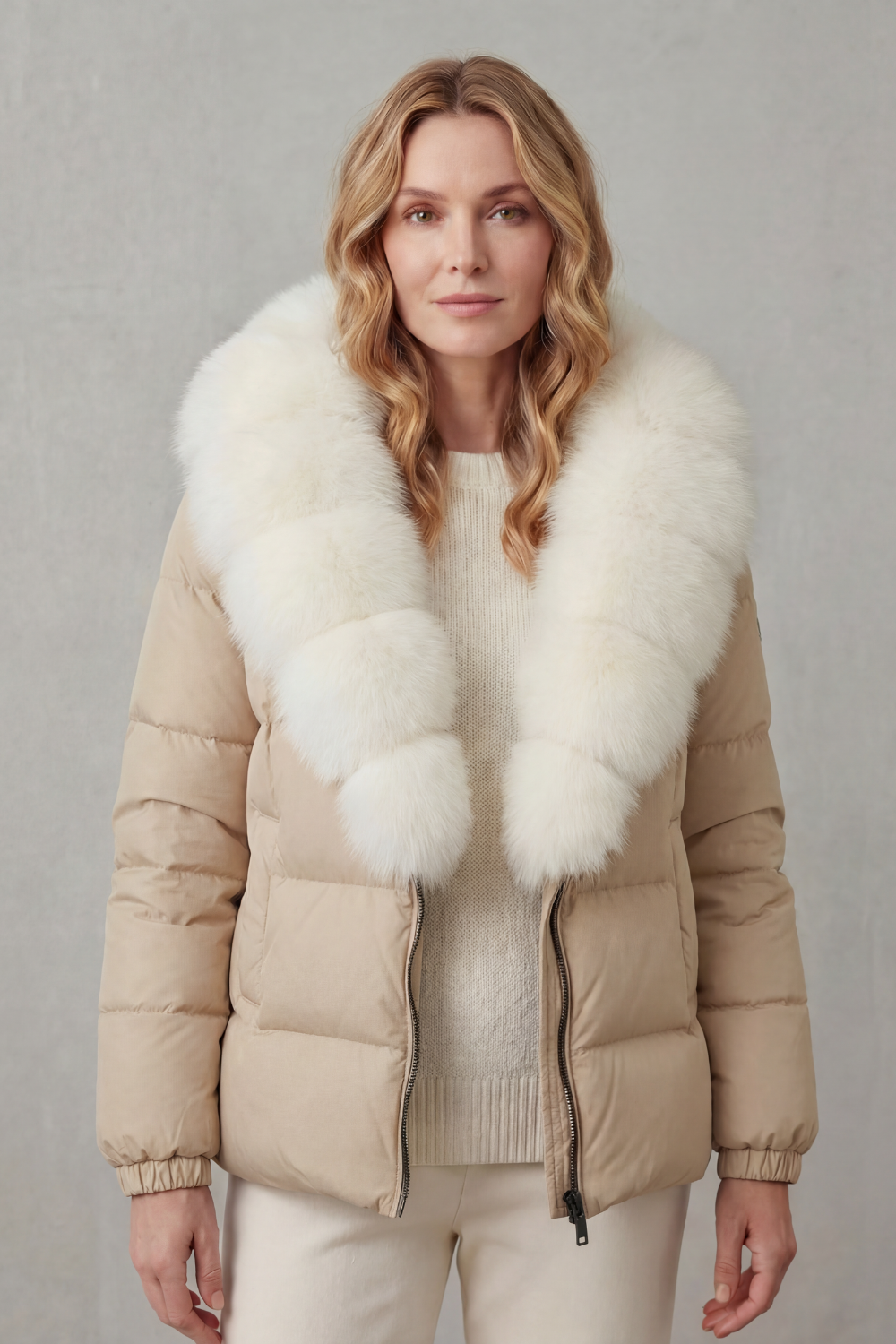 Lyra | Graceful Fur Collar Puffer Fur Jacket