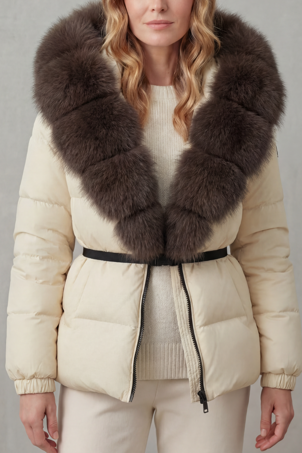 Lyra | Graceful Fur Collar Puffer Fur Jacket