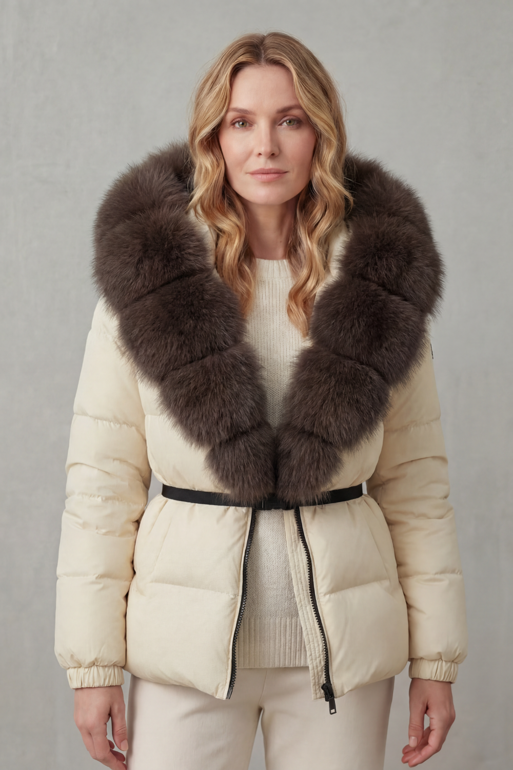 Lyra | Graceful Fur Collar Puffer Fur Jacket