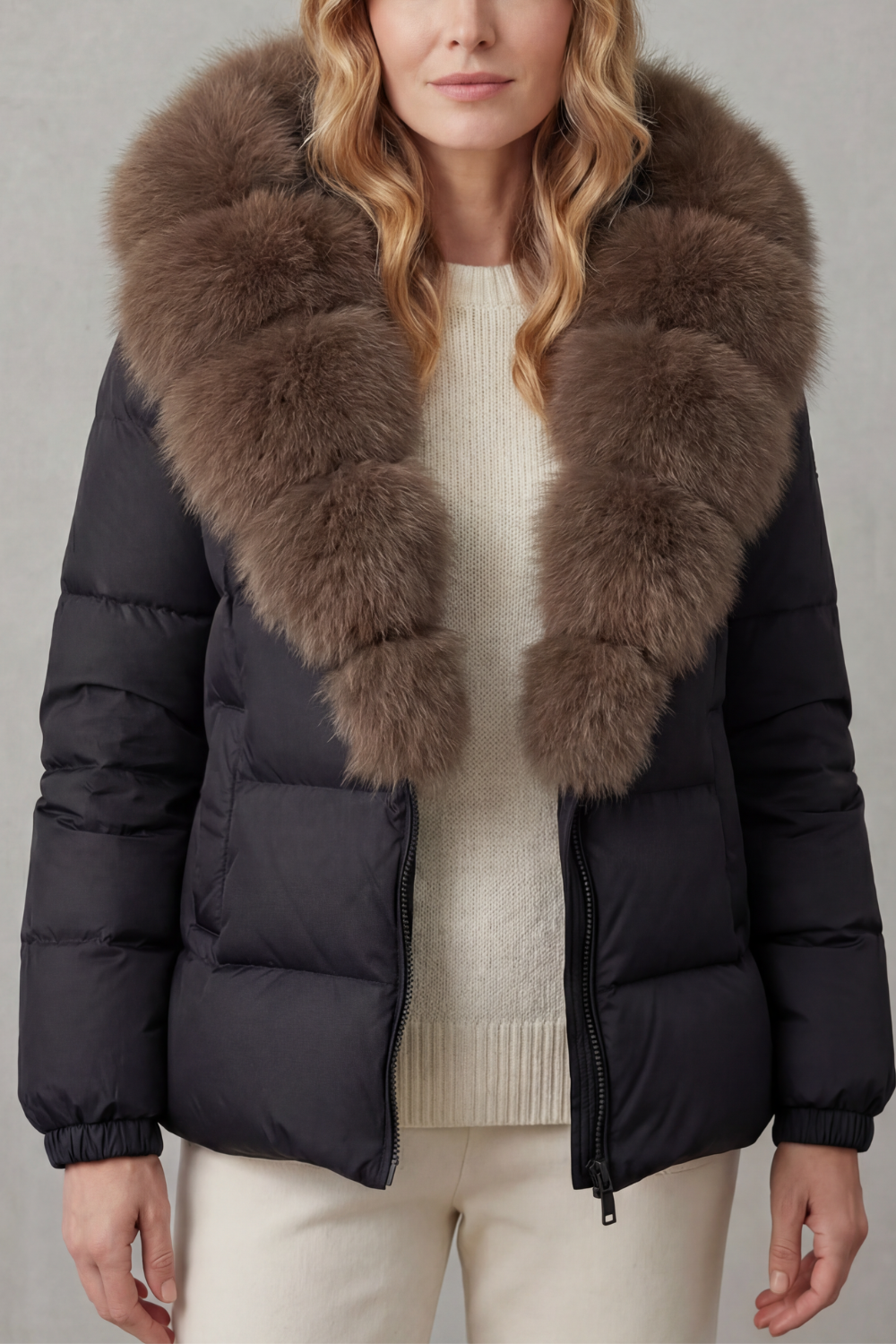 Lyra | Graceful Fur Collar Puffer Fur Jacket