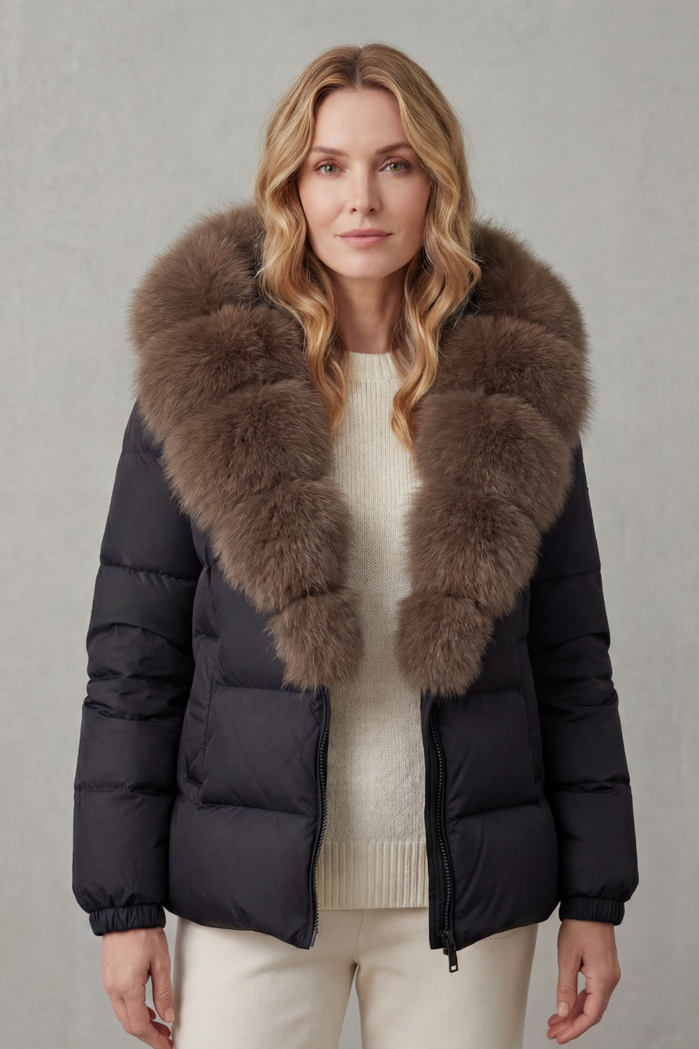 Lyra | Graceful Fur Collar Puffer Fur Jacket