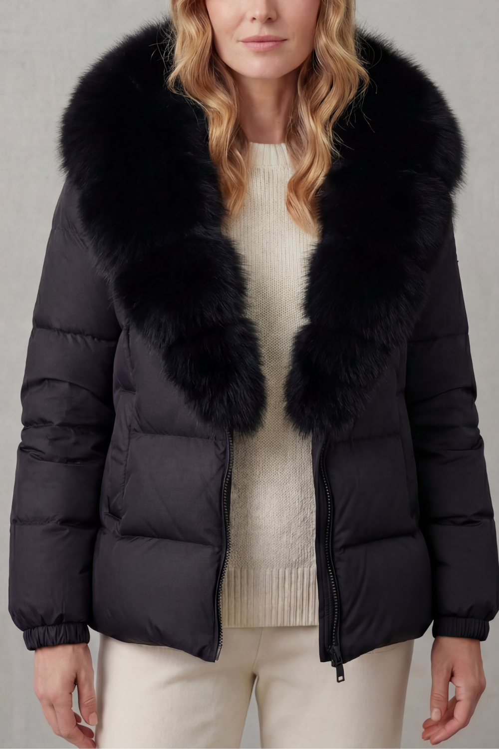 Lyra | Graceful Fur Collar Puffer Fur Jacket
