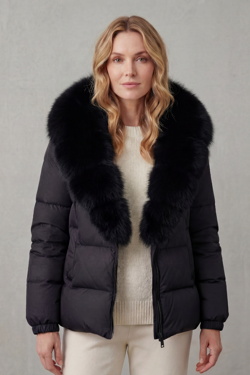 Lyra | Graceful Fur Collar Puffer Fur Jacket