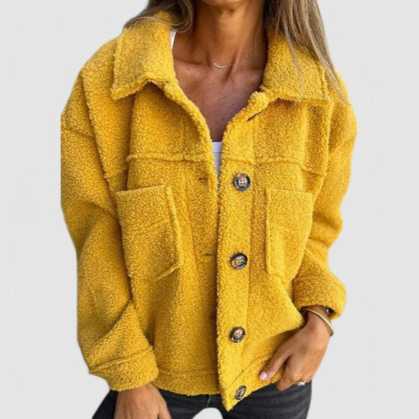 Lyra | Relaxed Button Front Teddy Fleece Jacket