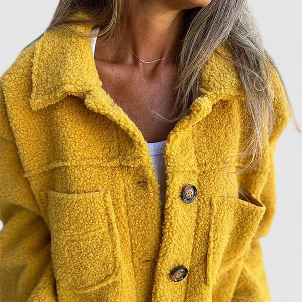 Lyra | Relaxed Button Front Teddy Fleece Jacket