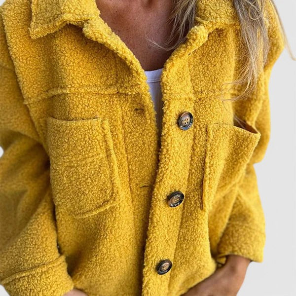 Lyra | Relaxed Button Front Teddy Fleece Jacket