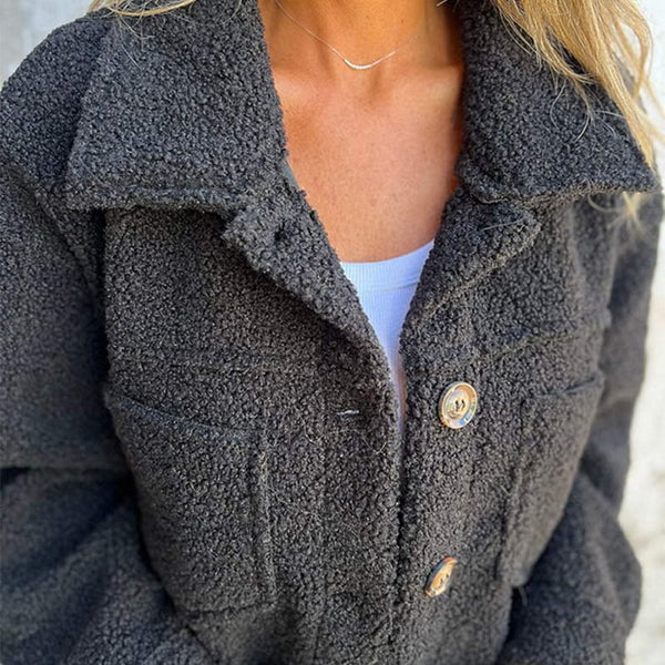 Lyra | Relaxed Button Front Teddy Fleece Jacket