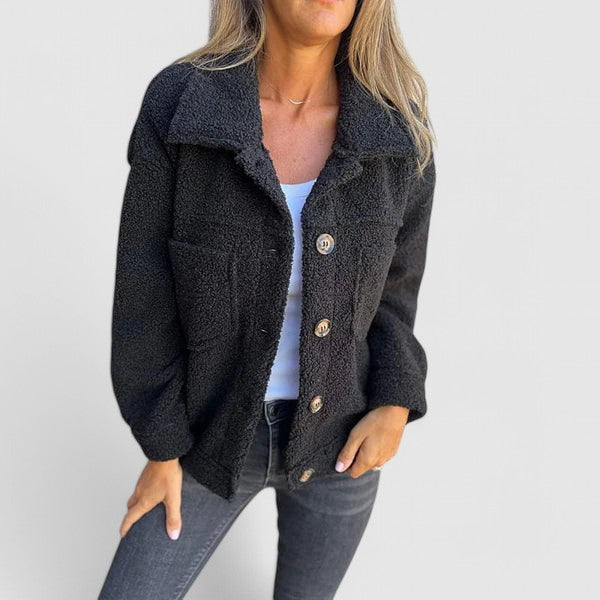 Lyra | Relaxed Button Front Teddy Fleece Jacket