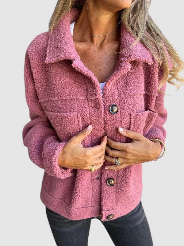 Lyra | Relaxed Button Front Teddy Fleece Jacket