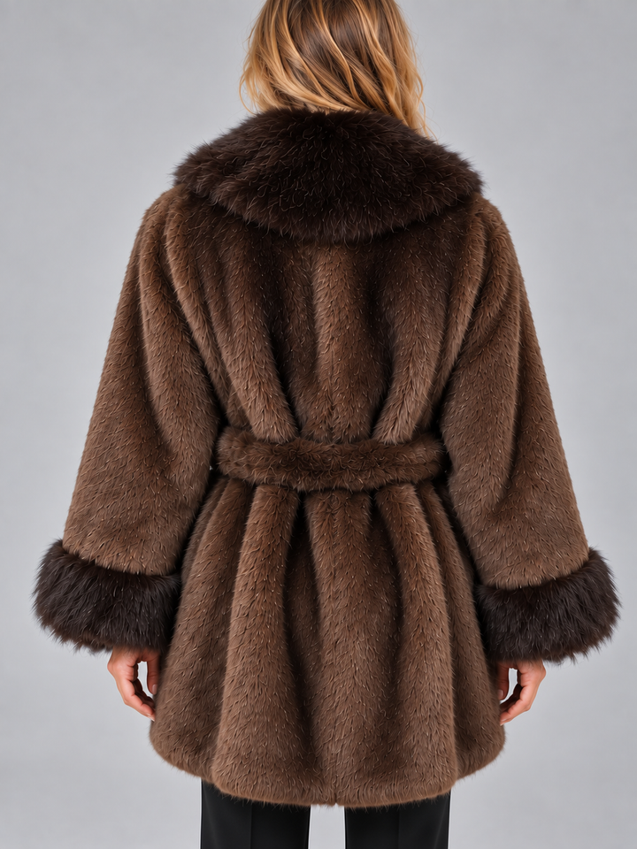 Maeve | Effortless Textured Shawl Collar Fur Coats for Women