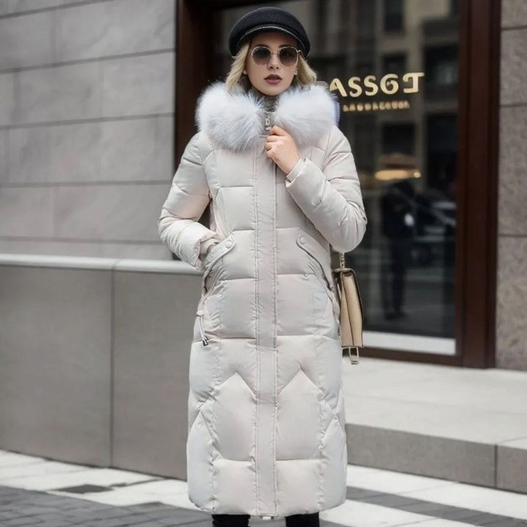 Maeve | Polished Quilted Long Hooded Womens Coat