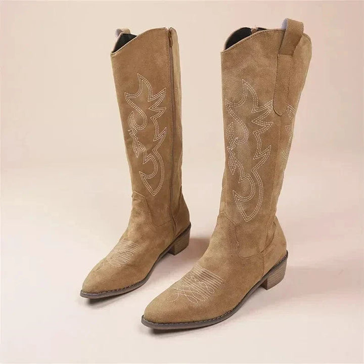 Maisie | Embroidered Knee High Block Heel Cowboy Boots