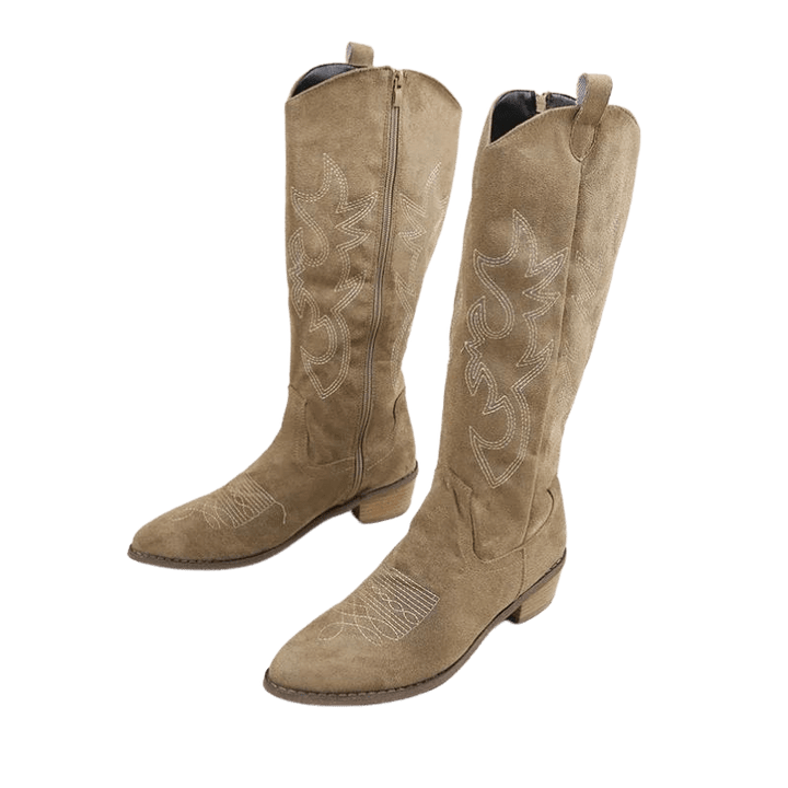 Maisie | Embroidered Knee High Block Heel Cowboy Boots