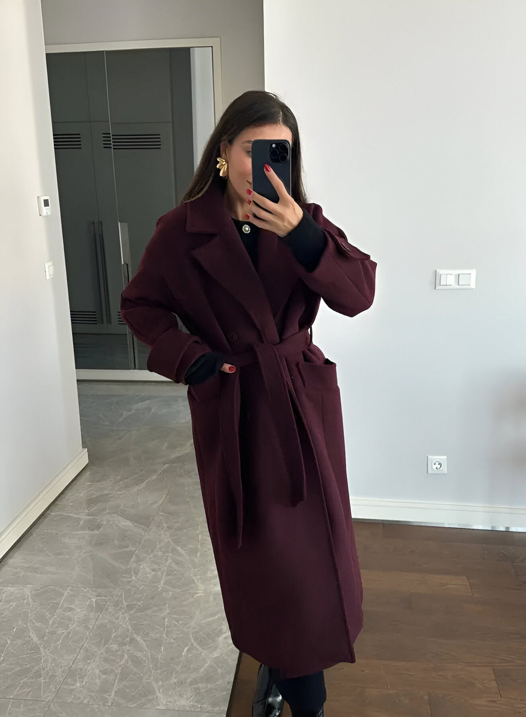 Maisie | Polished Belted Wrap Long Jacket