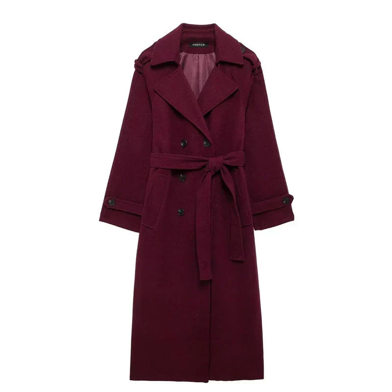 Maisie | Polished Belted Wrap Long Jacket