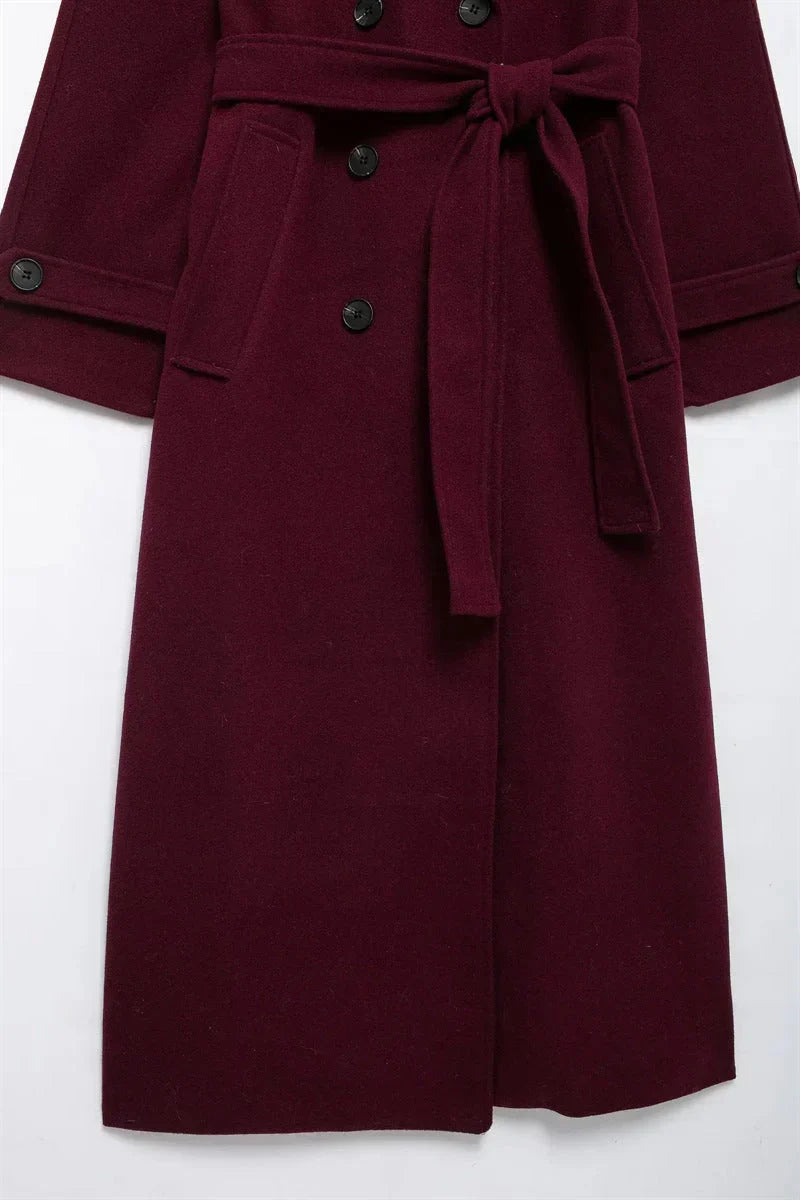 Maisie | Polished Belted Wrap Long Jacket