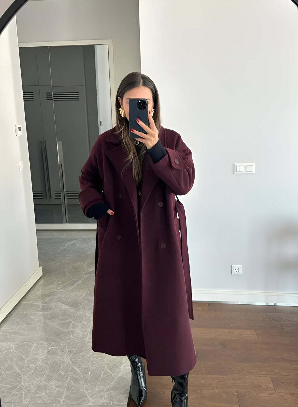 Maisie | Polished Belted Wrap Long Jacket