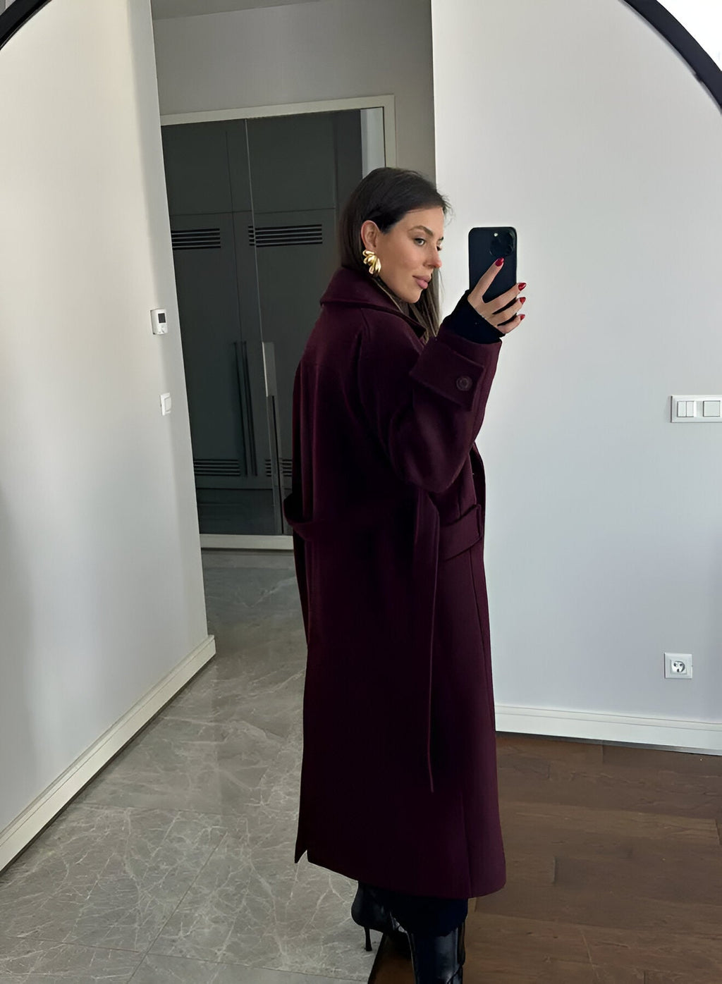 Maisie | Polished Belted Wrap Long Jacket