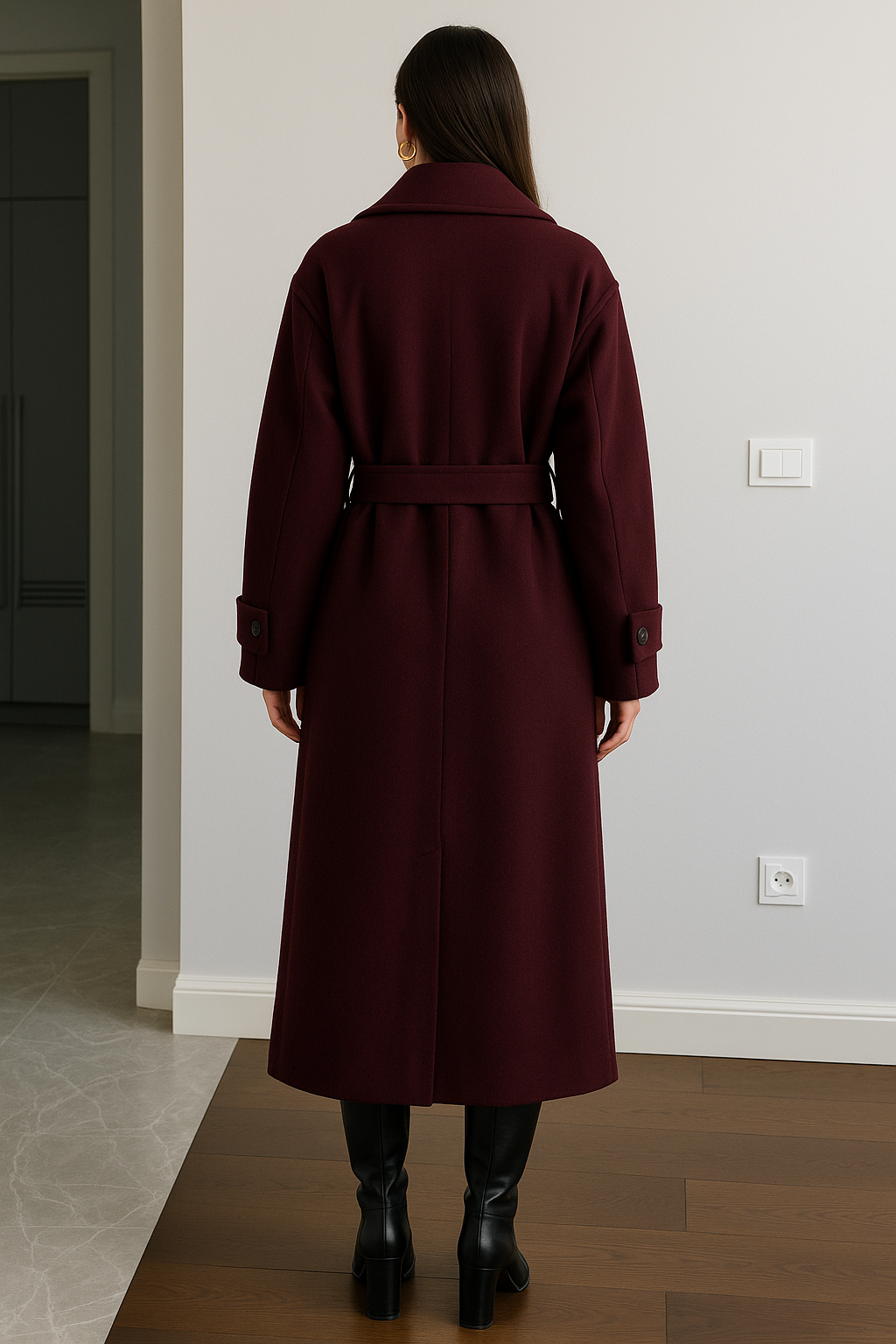 Maisie | Polished Belted Wrap Long Jacket