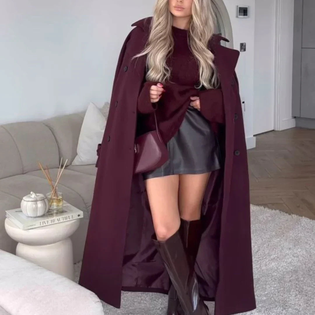 Maisie | Polished Belted Wrap Long Jacket