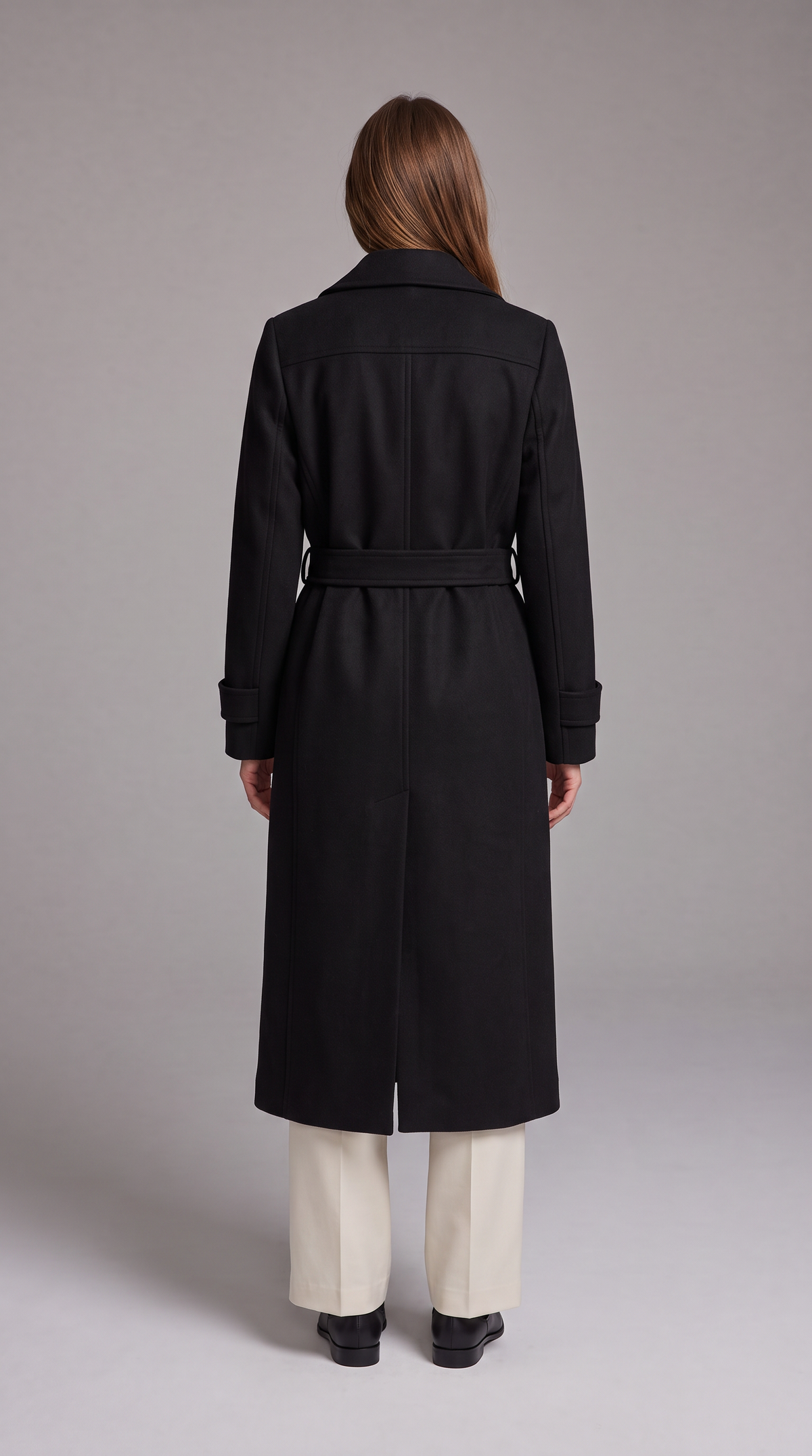 Maria | Classic Double-Breasted Belted Long Jacket