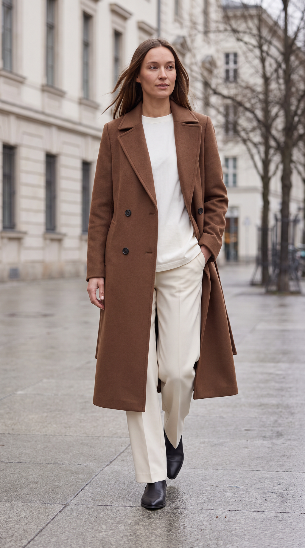 Maria | Classic Double-Breasted Belted Long Jacket