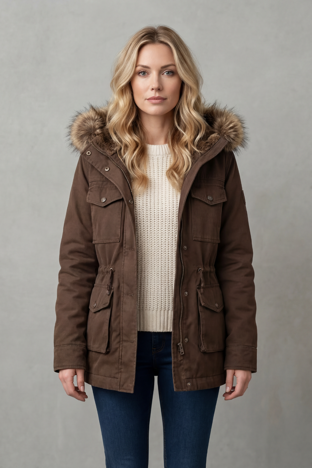 Maria | Cosy Hooded Fur Trim Parka Jacket