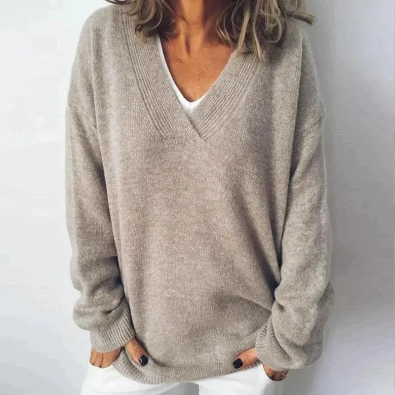 Maria | Cosy Loose Fit V-Neck Knitted Jumper