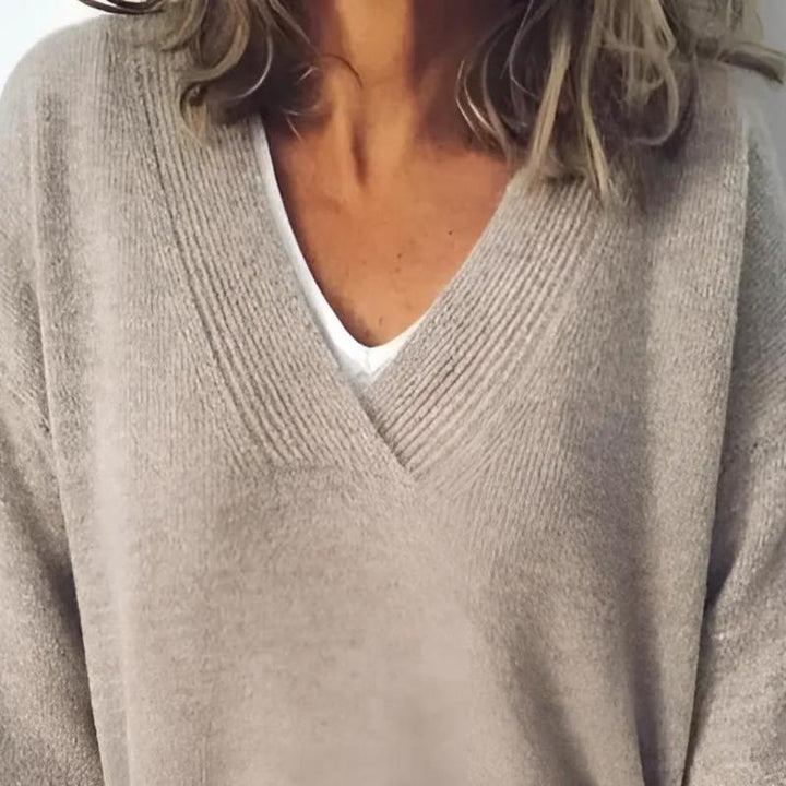 Maria | Cosy Loose Fit V-Neck Knitted Jumper