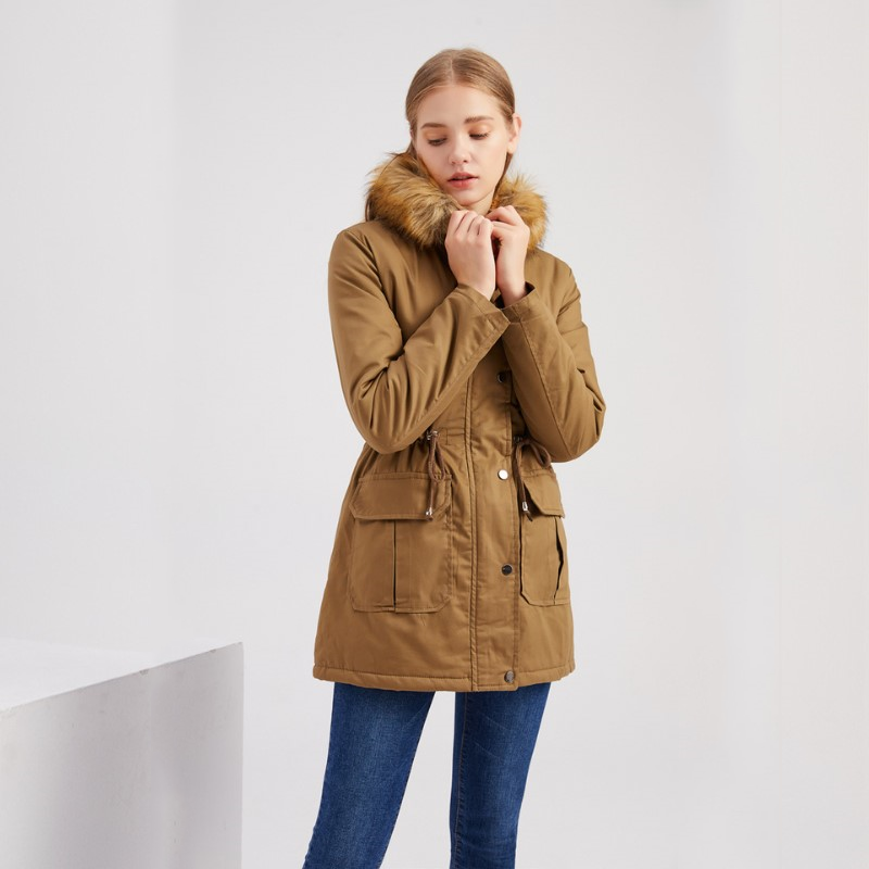 Maria | Hooded Drawstring Waist Parka Winter Coat