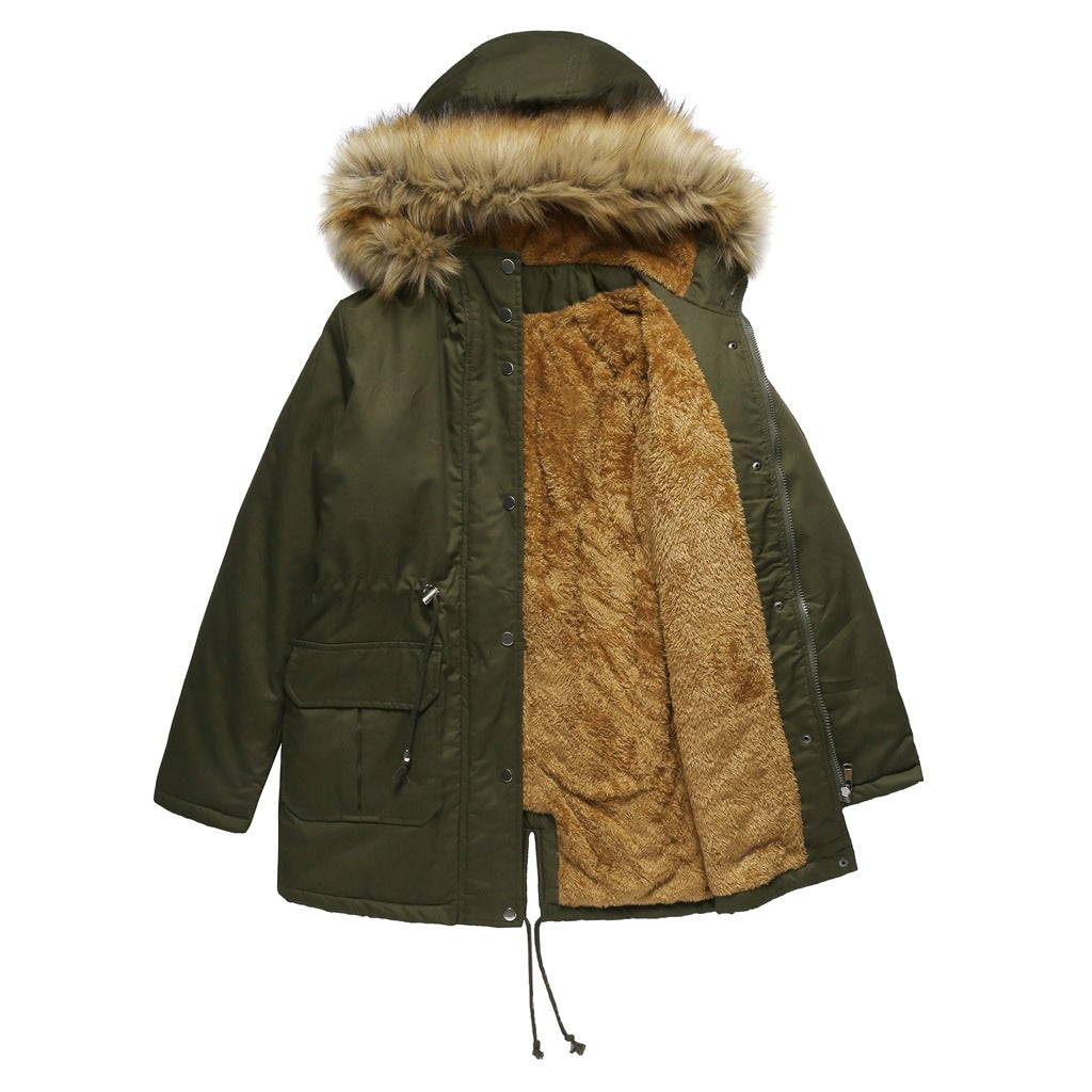 Maria | Hooded Drawstring Waist Parka Winter Coat