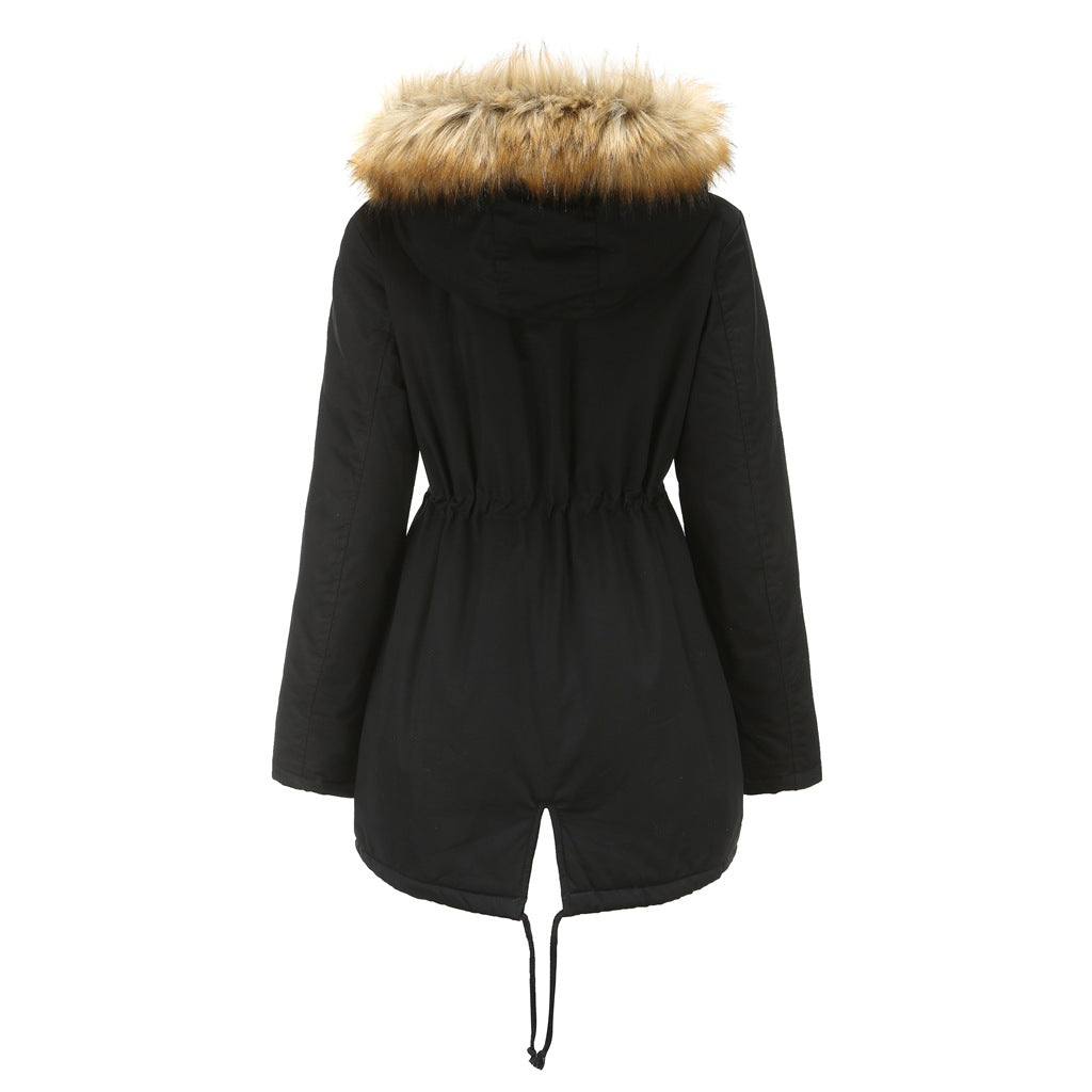 Maria | Hooded Drawstring Waist Parka Winter Coat