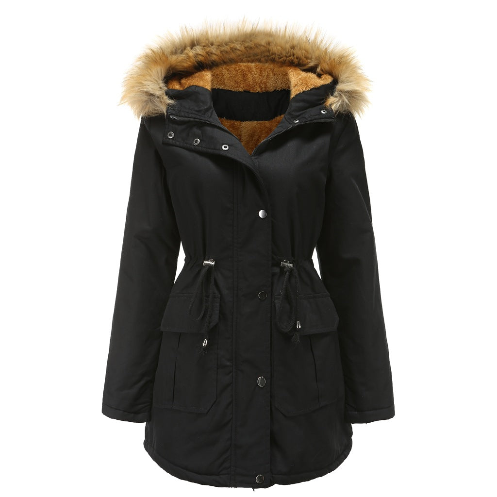 Maria | Hooded Drawstring Waist Parka Winter Coat