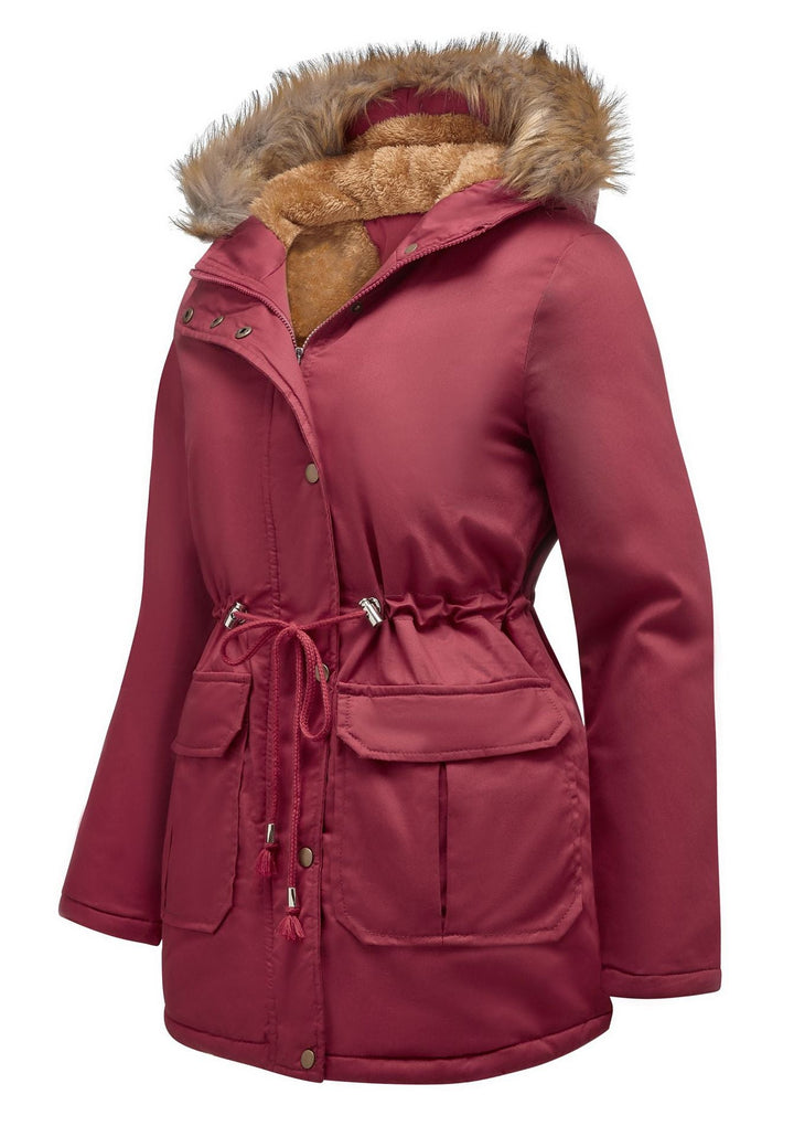 Maria | Hooded Drawstring Waist Parka Winter Coat