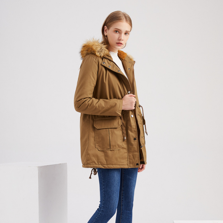 Maria | Hooded Drawstring Waist Parka Winter Coat