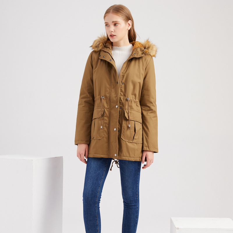 Maria | Hooded Drawstring Waist Parka Winter Coat