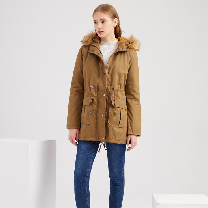 Maria | Hooded Drawstring Waist Parka Winter Coat