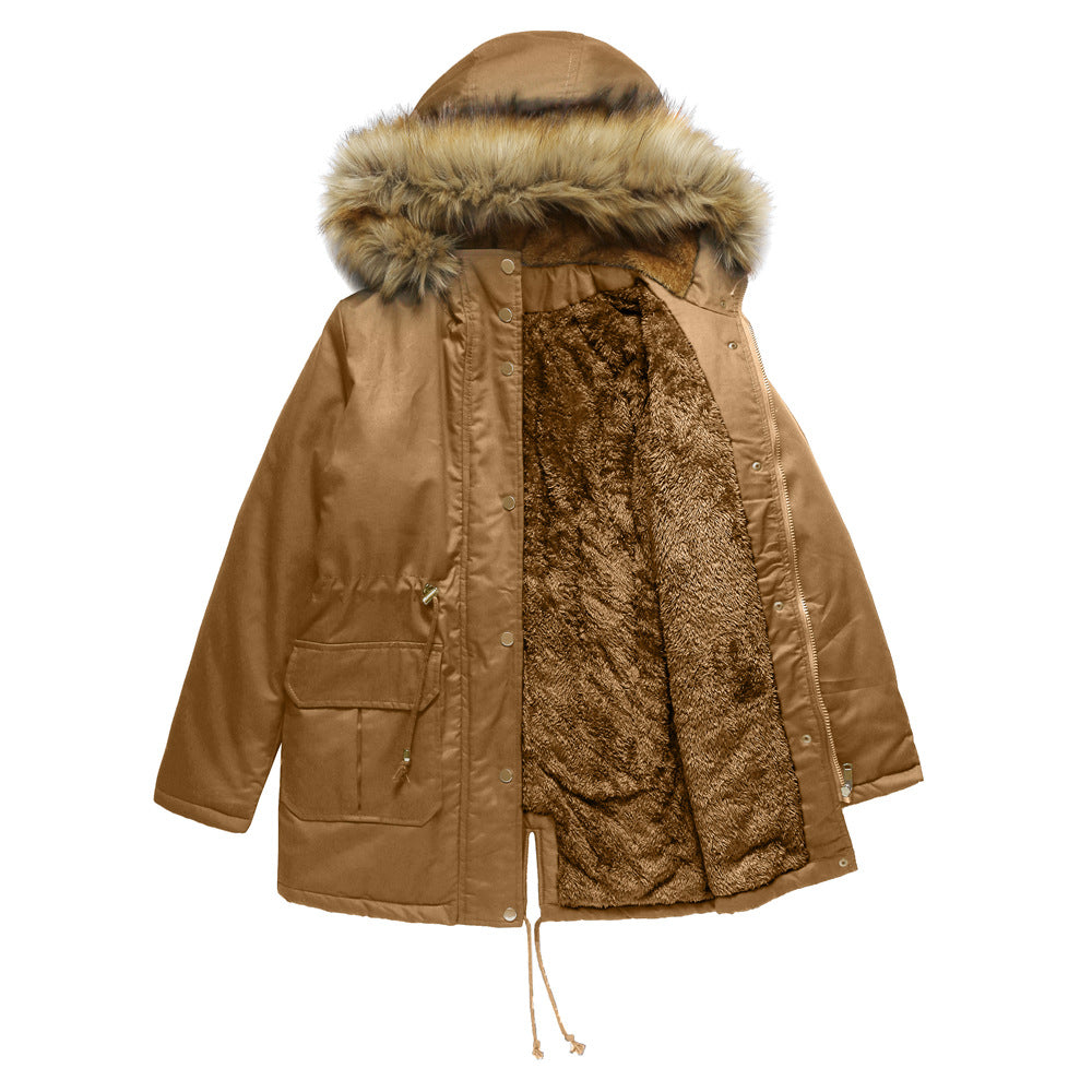 Maria | Hooded Drawstring Waist Parka Winter Coat
