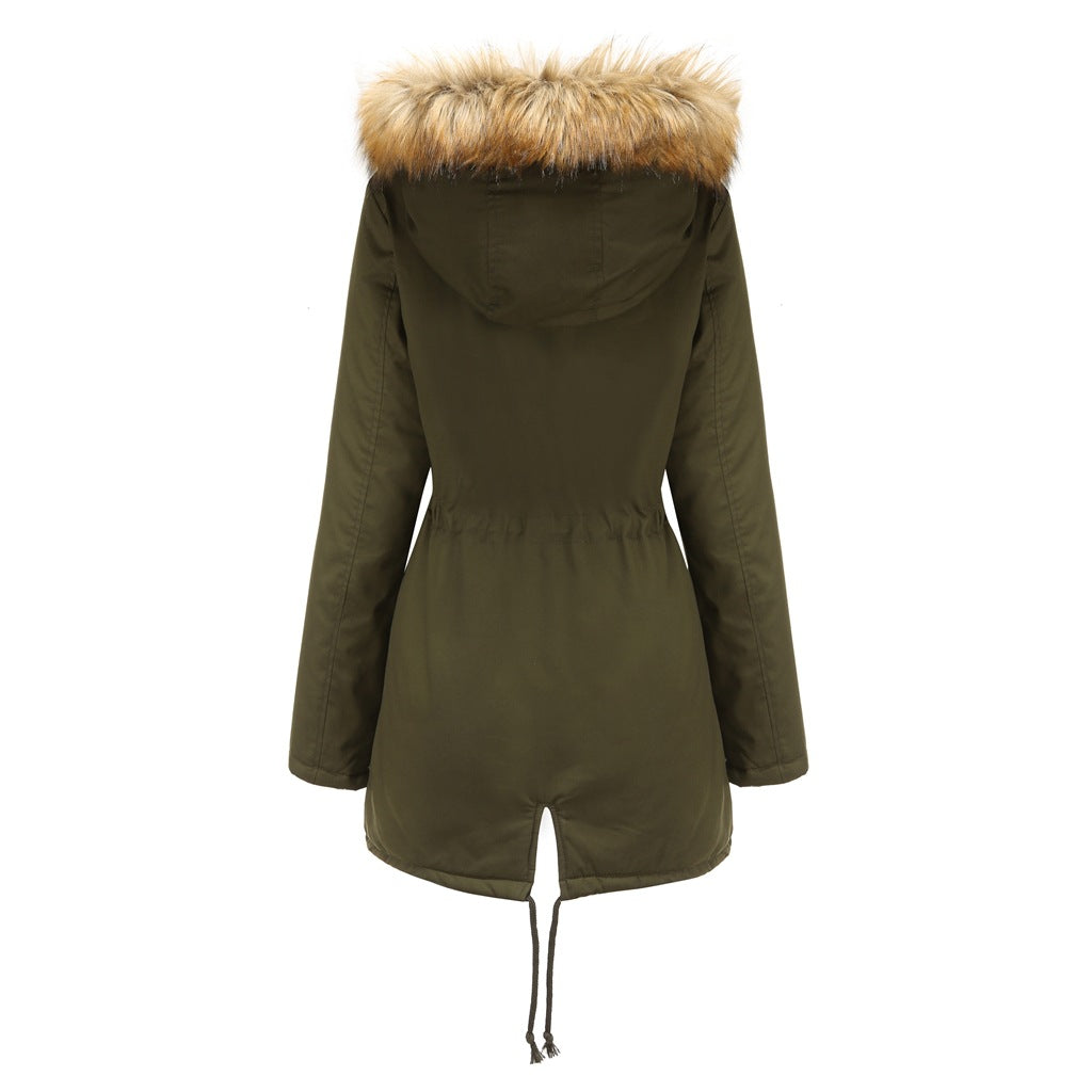 Maria | Hooded Drawstring Waist Parka Winter Coat